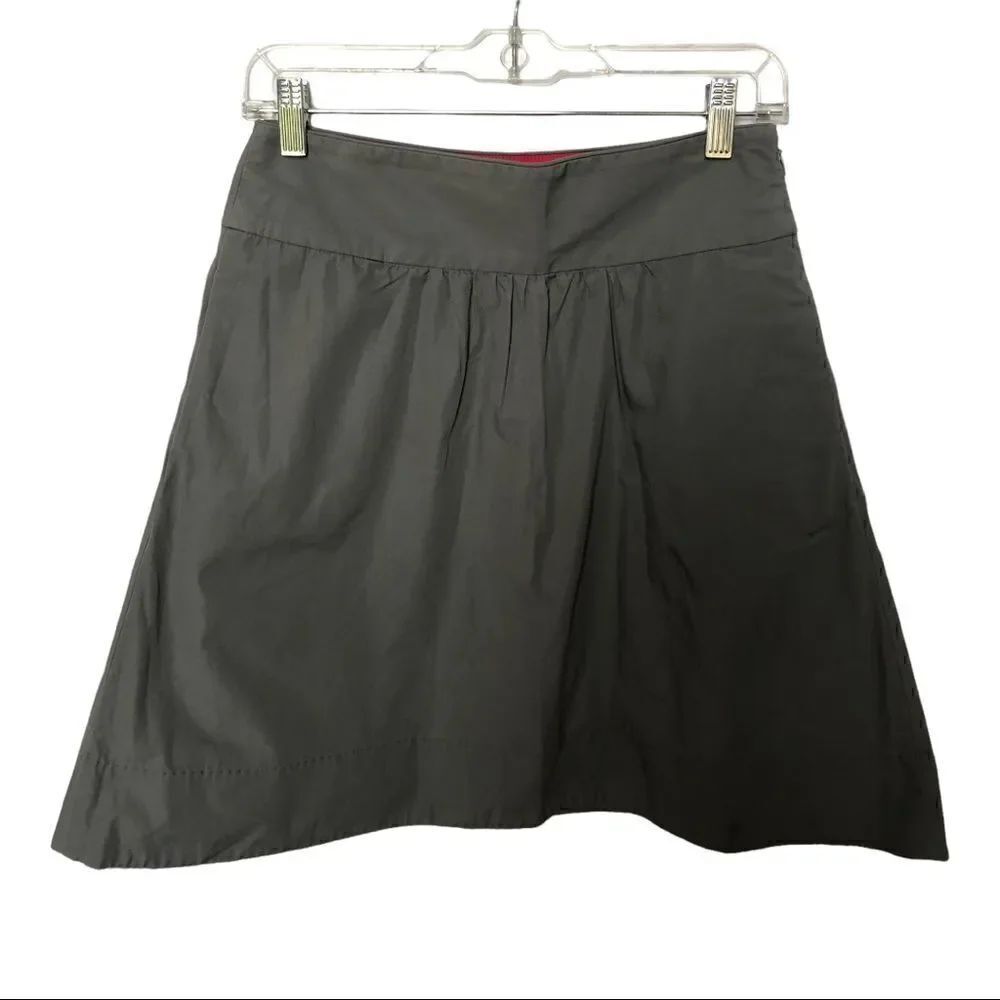 J Crew  A Line Lined skirt gray size 4 back zip side seam pockets Cotton